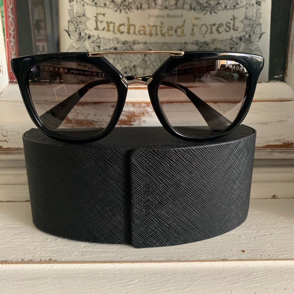 Authentic Prada Black Sunnies w/ gold hardware